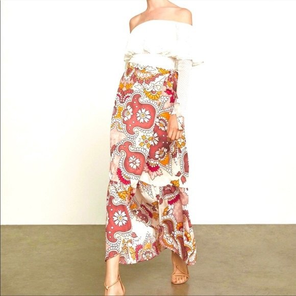 BCBGMAXAZRIA Grand Paisley
Maxi Wrap Skirt In Dusty Rio XS NWT - Picture 14 of 14